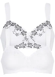 Reggiseno senza ferretto (pacco da 2) con poliammide riciclata, bonprix
