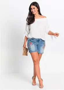 Shorts di jeans con ricamo, bonprix