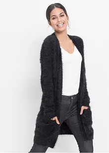 Cardigan lungo in filato peloso, bonprix