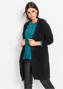 Cardigan lungo in filato peloso, bonprix