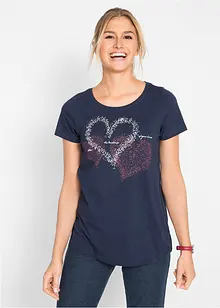 T-shirt in cotone biologico con cuore, bonprix