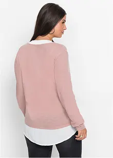 Maglione in filato fine con inserti effetto camicia, bonprix