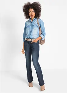 Jeans elasticizzati comfort bootcut, vita media, bonprix