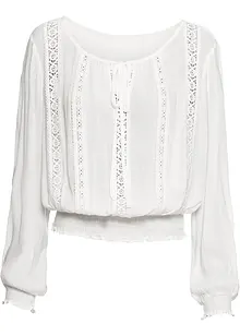 Blusa con pizzo traforato, bonprix