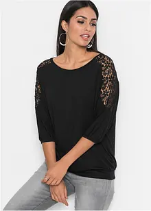 Maglia oversize con pizzo, bonprix