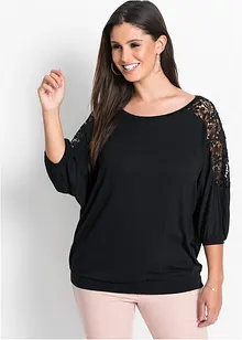 Maglia oversize con pizzo, bonprix