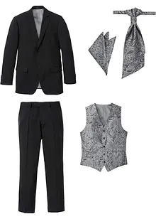 Completo da matrimonio (5 pezzi) giacca, pantaloni, gilet, plastron e pochette, regular fit, bonprix