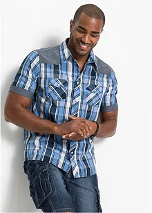 Camicia a maniche  con denim, bonprix