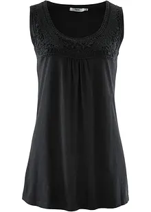 Top lungo in cotone con pizzo, bonprix