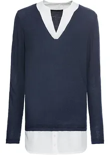 Maglione con inserto di camicia, bonprix