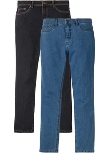 Jeans elasticizzati straight con poliestere riciclato, regular fit (pacco da 2), bonprix