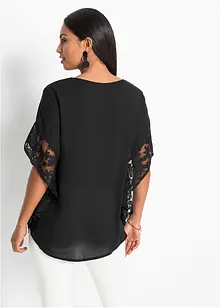 Blusa con pizzo in poliestere riciclato, bonprix