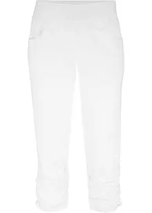 Pantaloni capri di cotone con cinta comoda e arricciatura, bonprix