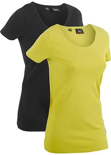 T-shirt lunga con scritta (pacco da 2), bonprix