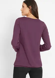 Maglia a maniche lunghe in puro cotone con elastico, bonprix
