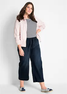 Jeans cropped a vita alta ultra morbidi con cinta comoda, loose fit, bonprix