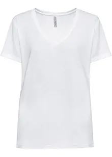 T-shirt lunga con scollo a V, bonprix