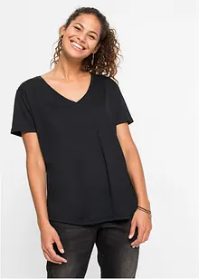 T-shirt lunga con scollo a V, bonprix