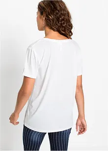 T-shirt lunga con scollo a V, bonprix