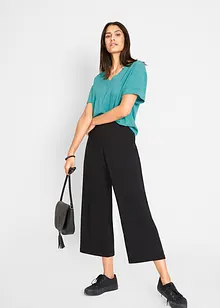 Pantaloni culotte in bengalina con cinta larga elasticizzata, bonprix