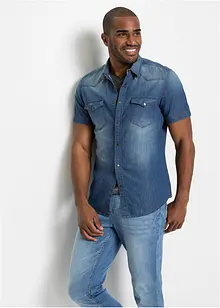 Camicia in jeans a maniche corte slim fit, bonprix