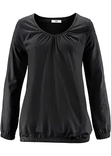 Maglia a maniche lunghe in puro cotone con elastico, bonprix