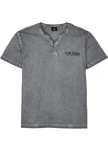 Maglia serafino a maniche corte in puro cotone effetto lavato, bonprix