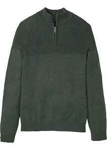 Maglione con zip, taglio comfort e cotone, bonprix