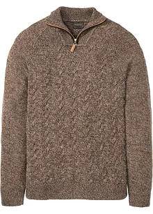 Maglione in misto lana con zip, bonprix