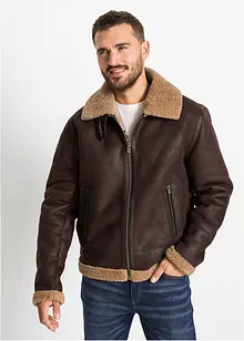 Giacca in similpelle con fodera teddy, bonprix