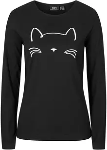 Maglia a maniche lunghe con gatto, bonprix