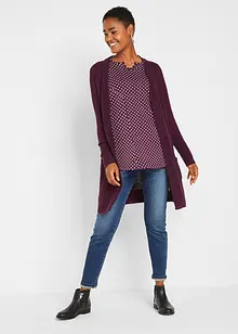 Maglia in cotone a pois con maniche lunghe e spacchi laterali, bonprix