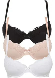 Reggiseno con coppe preformate, ferretto e poliammide riciclata (pacco da 3), bonprix