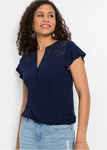 Maglia serafino in misto viscosa, bonprix
