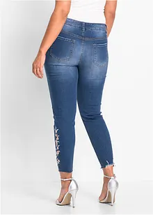 Jeans con ricami a vita media, bonprix