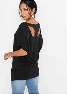 Maglia con pizzo e maniche a pipistrello, bonprix