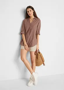 Blusa in misto lino con maniche a 3/4, bonprix