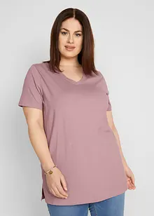 T-shirt basic lunga con scollo a V (pacco da 2), bonprix