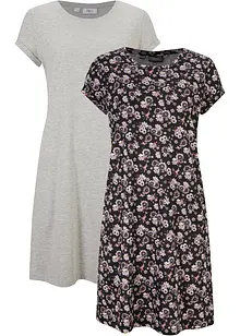 Abito in maglina con spacchi laterali in puro cotone (pacco da 2), bonprix
