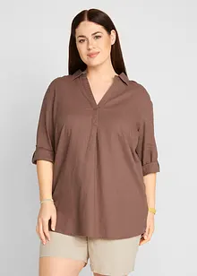 Blusa in misto lino con maniche a 3/4, bonprix