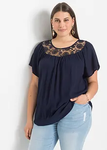 Blusa con pizzo, bonprix