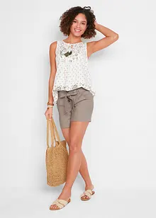 Shorts con bottoni e cintura in misto lino, bpc bonprix collection