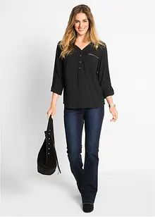 Blusa in viscosa con scollo a V e maniche lunghe, bonprix