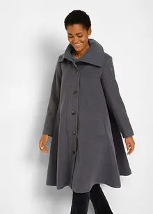 Cappotto svasato in simil lana con collo ampio, bonprix