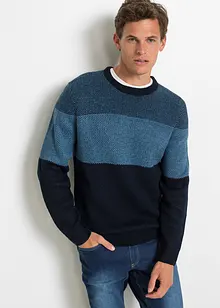 Maglione a girocollo in color block, bonprix