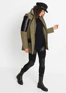 Parka con inserti in similpelle, bonprix