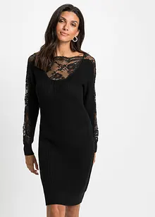 Abito in maglia con pizzo, bonprix