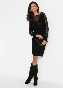 Abito in maglia con pizzo, bonprix