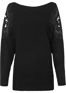 Maglione a costine con strass, bonprix