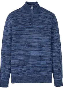 Maglione melange con zip e cotone, bonprix